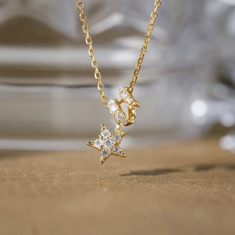 S925 Sterling Zilveren Ster Hanger Ketting Goud Witgoud Verguld Moissaniet Glinsterende Zirkonia Kruisketting Sieraden Cadeau Vrouwen