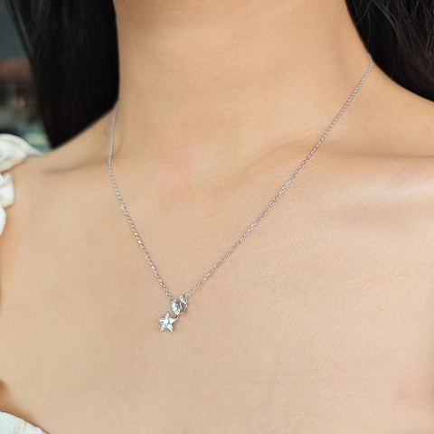 S925 Sterling Zilveren Ster Hanger Ketting Goud Witgoud Verguld Moissaniet Glinsterende Zirkonia Kruisketting Sieraden Cadeau Vrouwen