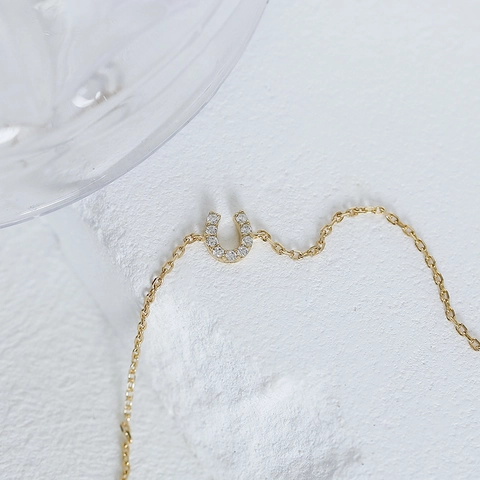 Minimalist Horseshoe Necklace Bracelet Set 925 Sterling Silver 14k Gold Plated Zircon U Shaped Pendant Jewelry For Women