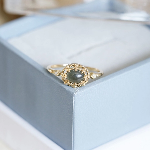 Anillo de Plata de Ley 925 Chapado en Oro de 14K Con Cuarzo Ahumado Y Amazonita Corona Hueca Detalles Zirconia Joyería Moda