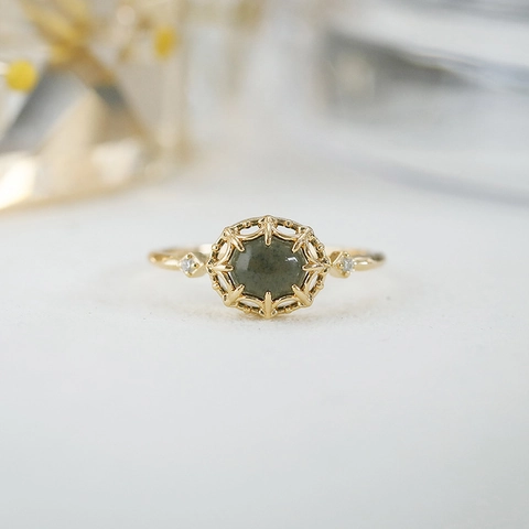 Anillo de Plata de Ley 925 Chapado en Oro de 14K Con Cuarzo Ahumado Y Amazonita Corona Hueca Detalles Zirconia Joyería Moda