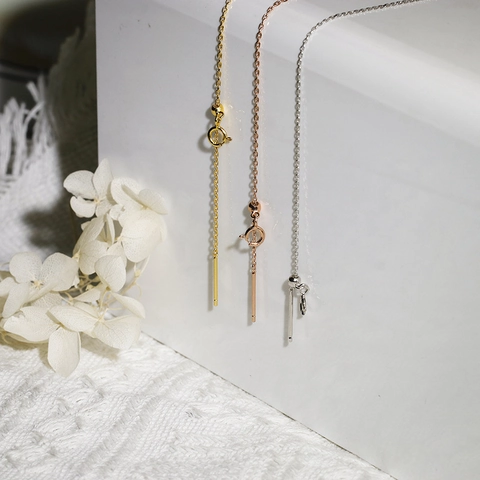 S925 Sterlingsilber Verstellbare Nadelkette Halskette Gold Silber Plattiert Basis Dünne Kreuzkette Schmuck Für Damen