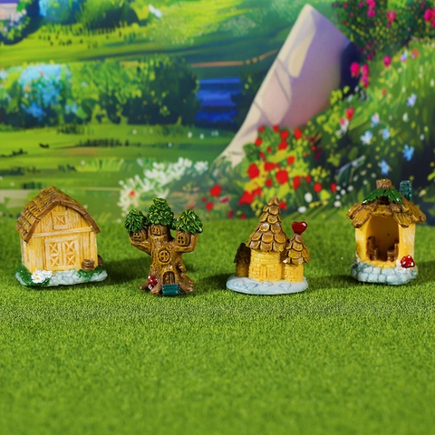Miniature Resin Treehouse Fairy Garden House Ornaments Micro Landscape Bonsai Decoration Mini House Pot Decor Home Craft