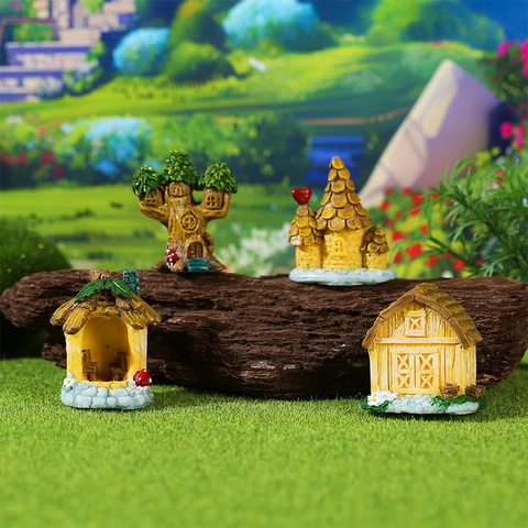 Miniature Resin Treehouse Fairy Garden House Ornaments Micro Landscape Bonsai Decoration Mini House Pot Decor Home Craft
