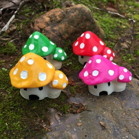 Miniature Mushroom House Resin Figurine Micro Landscape Fairy Garden Decor For Potted Plant DIY Craft Accessory Home Ornament