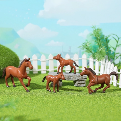Realistische Miniatur Pferd Figur PVC Harz Tier Statue Für Mikro Landschaft Sukkulenten Deko Schreibtisch Ornament Haus Deko