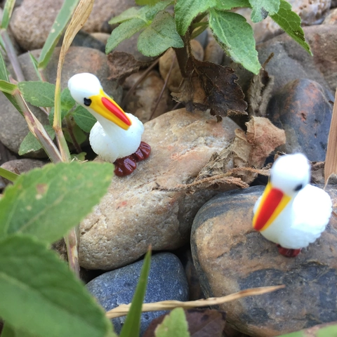 Statuine di Pellicano in Resina Miniatura Anatra Bianca a Becco Lungo Animali Ornamenti Micro Paesaggio per Piante Grasse