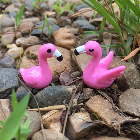 Pink Flamingo Miniature Resin Figurine Moss Micro Landscape Ornament For Succulent DIY Fairy Garden Home Desktop Decoration