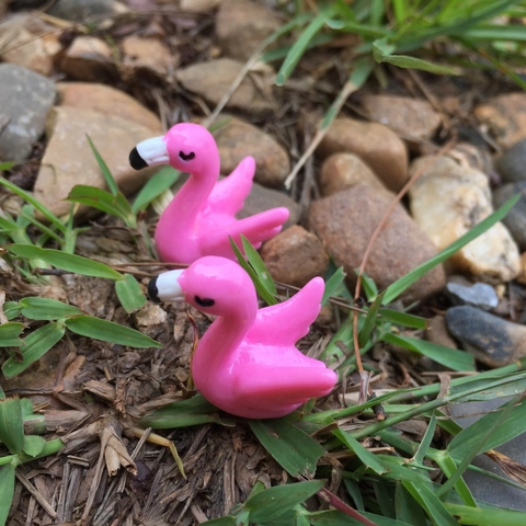 Pink Flamingo Miniature Resin Figurine Moss Micro Landscape Ornament For Succulent DIY Fairy Garden Home Desktop Decoration