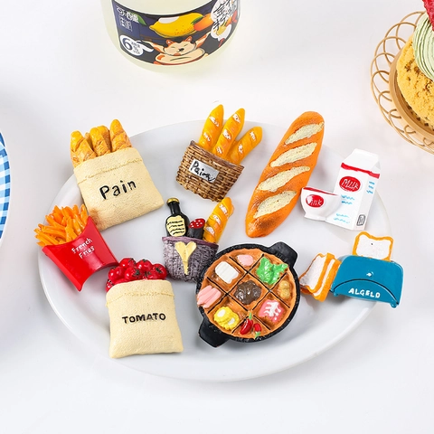 Simulation de Nourriture Miniature en Résine Breloques Pour DIY Coque de Téléphone Décoration de Bijoux Pain Français Frites Boîte de Lait Accessoires en Résine