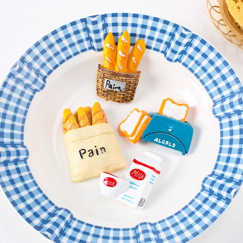 Simulation de Nourriture Miniature en Résine Breloques Pour DIY Coque de Téléphone Décoration de Bijoux Pain Français Frites Boîte de Lait Accessoires en Résine