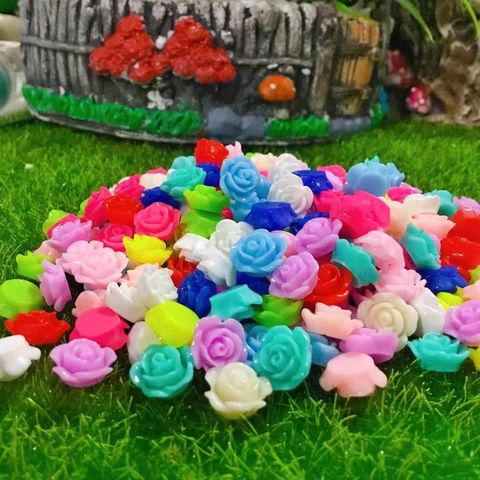 Mini Hars Roos Bloem Micro Landschap Ornamenten DIY Sieraden Ambacht Flatback Accessoires Gemengde Kleuren Huis Tuin Decoratie