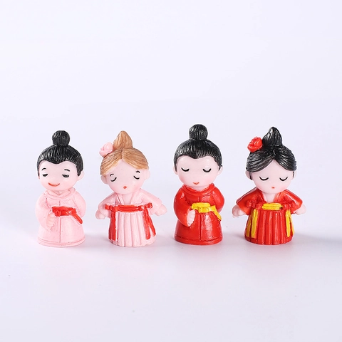 Cute Mini Resin Chinese Hanfu Couple Figures For Micro Landscape Succulent Garden Decor Q Version Desktop Ornaments Gift