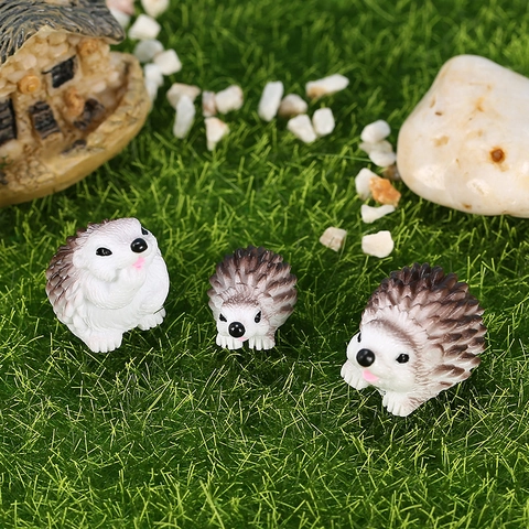 Figurinas de Erizo de Resina para Jardín de Hadas y Decoración de Paisajes en Miniatura Estatuas de Animali Pintadas a Mano Hogar