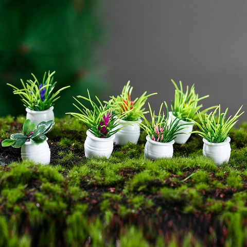 Miniatuur Potplanten Kunstmatige Bloempot Model Poppenhuis Accessoires Voor Desktop Micro Landschap Decoratie Home Decor