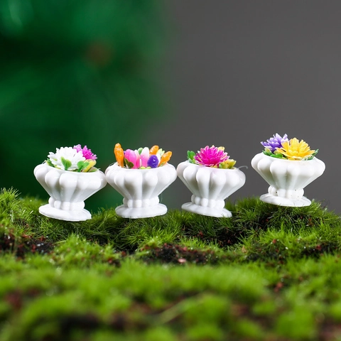 Miniature Resin Artificial Potted Plants Flower Models For Dollhouse Micro Landscape Home Decor Desktop Ornaments