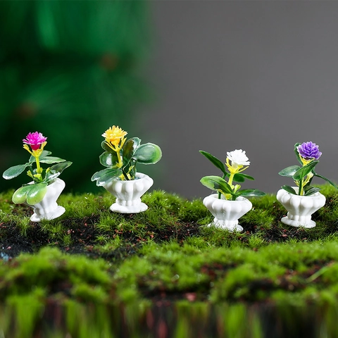 Harz Miniatur Topfpflanzen Puppenhaus Deko Zubehör Simulation Floral Garten Landschaft Winzig Schreibtisch Ornamente Heim Dekoration