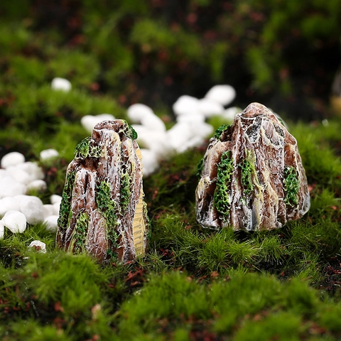 Adornos De Rocalla De Resina En Miniatura Piedras Cubiertas De Musgo Para Acuario Pecera Jardín De Suculentas Decoraciones