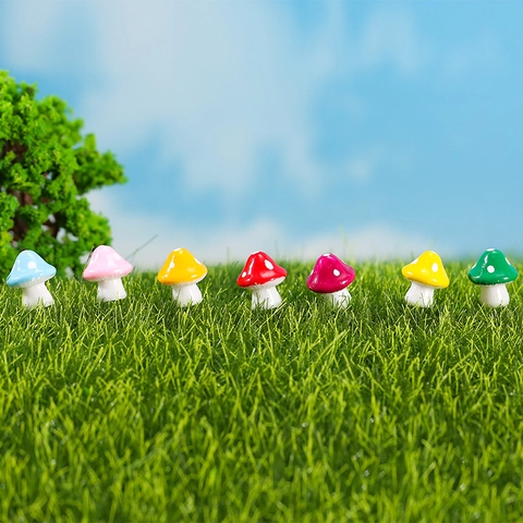 Miniatuur Hars Kleurrijke Stip Paddenstoel Ornamenten Voor Fairy Tuin Micro Landschap Potplant DIY Decoratie Accessoires