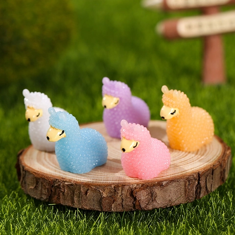 Cute 3D Resin Alpaca Miniature Figurines For Micro Landscape DIY Garden Home Tabletop Decor Animal Ornaments Mixed Colors