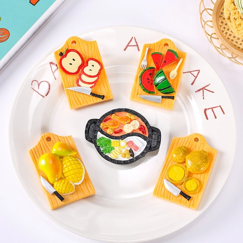 Simulation Food Fruit Cutting Board Hot Pot Fridge Magnet Resin Miniature Kitchen Decor Miniature Food Play Ornaments