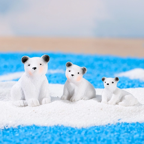 Weiße Synthetikharz Eisbär Miniatur Figur Mikrolandschaft Ornament Für Garten Topf Desktop Dekoration
