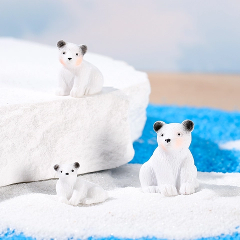 Weiße Synthetikharz Eisbär Miniatur Figur Mikrolandschaft Ornament Für Garten Topf Desktop Dekoration