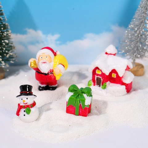 Christmas Miniature Resin Ornaments Santa Claus Snowman Snow House Micro Landscape Accessories Fairy Garden Xmas Decor