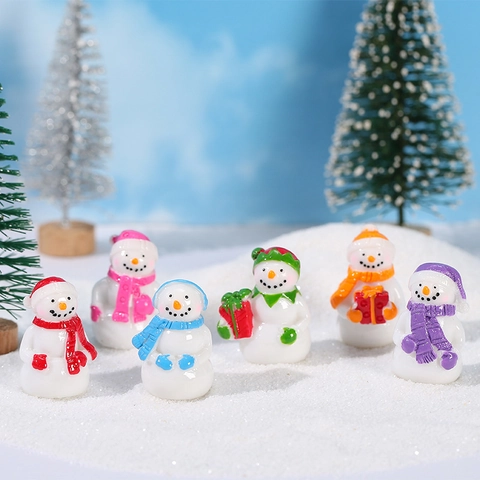 Figura de Muñeco de Nieve en Miniatura de Navidad Artesanías de Resina Para Micro Paisaje Decoración de Escritorio de Invierno Regalos