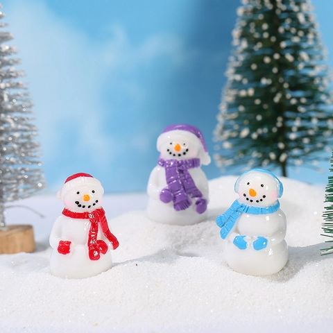 Figura de Muñeco de Nieve en Miniatura de Navidad Artesanías de Resina Para Micro Paisaje Decoración de Escritorio de Invierno Regalos