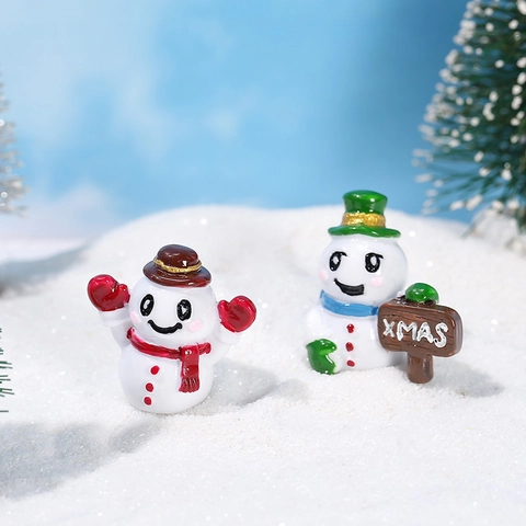 Figuras de Resina de Muñeco de Nieve de Navidad en Miniatura Adornos de Micro Paisaje Dibujos Animados Decoración de Escritorio de Invierno Regalo