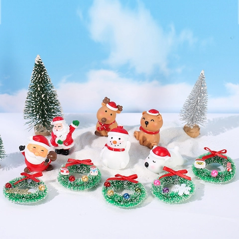 Adornos Miniatura de Micro Paisaje de Navidad Papá Noel Muñeco de Nieve Reno Oso Polar Mini Corona Decoración del Hogar
