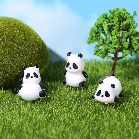 Miniature Panda Figurines Resin Panda Statues For Micro Landscape Succulent DIY Garden Decor Desk Ornaments Cake Toppers