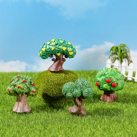 Alberi da Frutto in Miniatura in Resina Stile Fiabesco Micro Paesaggio Alberi Artificiali per Fai da Te Giardino Decorazioni