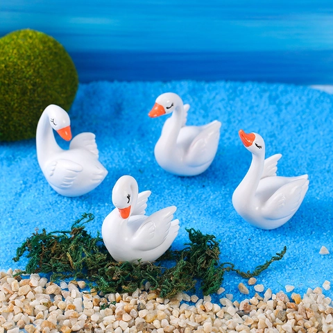 Hars Witte Zwaan Figuurtje Micro Landschap Decoratie Voor Potplant DIY Handwerk Fee Tuin Home Bureau Decor Accessoire