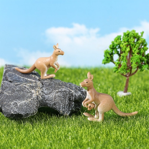 Realistic Simulation Kangaroo Family Miniature Figurines Resin Animal Model For Micro Landscape Fairy Garden Bonsai Decor