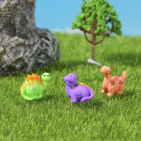 Miniature Resin Dinosaur Figurine Micro Landscape Ornament Cartoon Stegosaurus Brontosaurus Model DIY Fairy Garden Accessories Home Decor