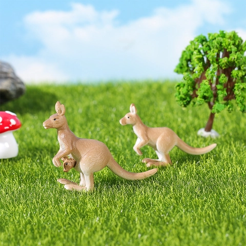 Realistic Simulation Kangaroo Family Miniature Figurines Resin Animal Model For Micro Landscape Fairy Garden Bonsai Decor