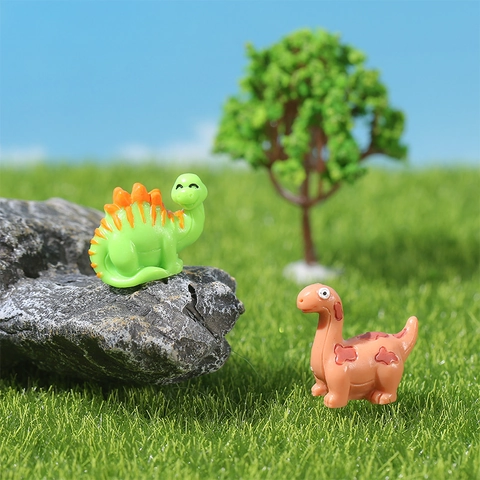 Miniature Resin Dinosaur Figurine Micro Landscape Ornament Cartoon Stegosaurus Brontosaurus Model DIY Fairy Garden Accessories Home Decor