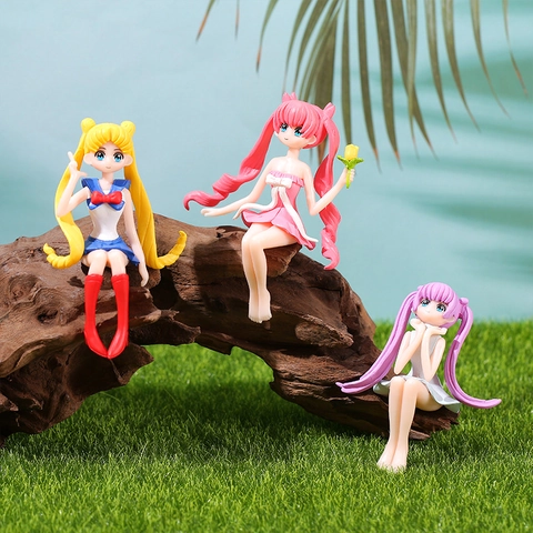 Miniatura Figura de Chica Anime de Resina Adorno de Micropaisaje DIY Decoración de Escritorio Cartoon para Hogar Oficina