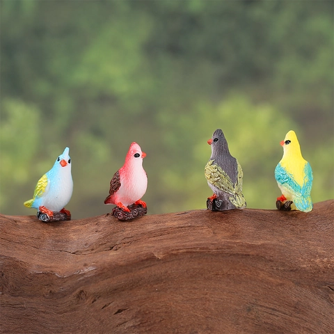 Miniature Bird Figurines Resin Small Parrot Statues For Fairy Garden Succulent Plants Pot Landscape Home Table Decor