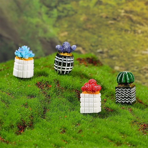 Piante in Vaso in Miniatura per Casa delle Bambole Simulazione Cactus Succulente Ornamenti in Resina per Micro Paesaggi