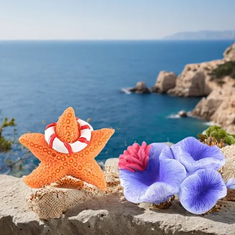 Simulation Künstliche Koralle Seestern Oktopus Ornament Harz Aquarium Landschaftsbau Unterwasser Miniatur Aquarium Dekoration
