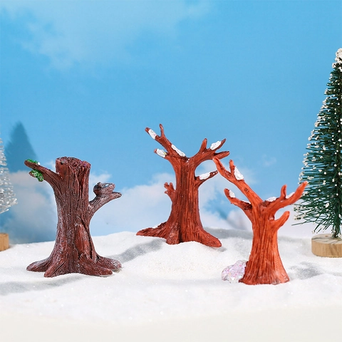 Miniatur Künstliche Weihnachtsbaum Harz Baumstumpf Ornament Für Mikrolandschaft Dekoration Mit Vogelnest Schneemuster Zubehör
