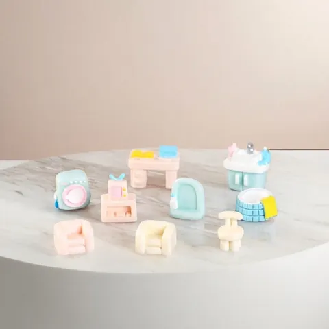 Accessori per Mobili in Miniatura per Casa delle Bambole Lavatrice Vasca da Bagno TV Divano in Resina Macaron Decorazione Fai da Te