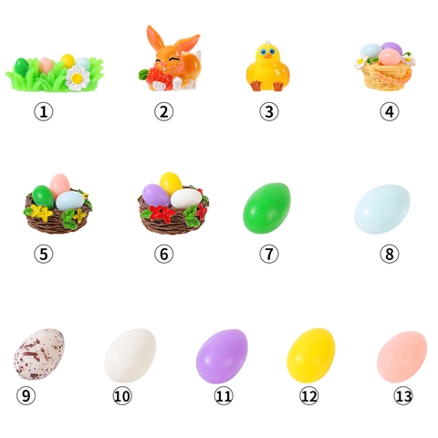 Figuritas Miniatura de Pascua Resina Conejo Huevo Pollito Nido Colección Para Micro Paisaje DIY Jardín Hogar Decoración