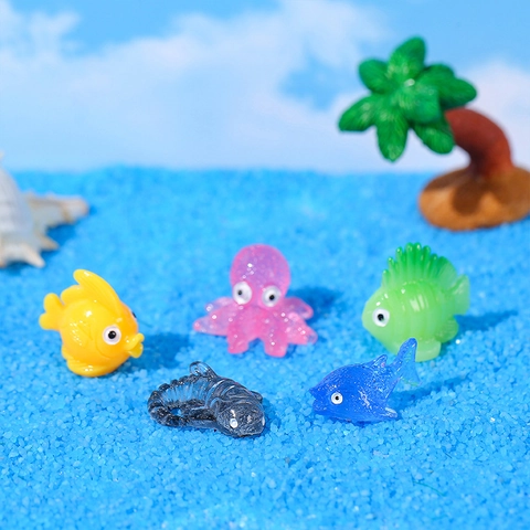 Miniature Résine Animaux de la Vie Marine Arbres de Noix de Coco Ornements Micro Paysage Aquarium Décoration de Réservoir de Poissons Bricolage Artisanat