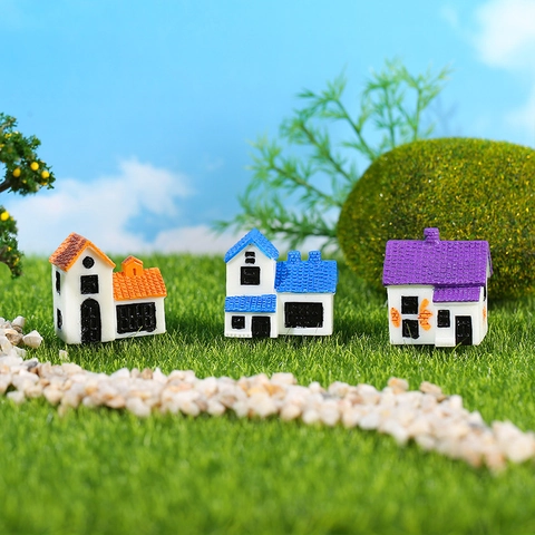 Miniature Resin Fairy Garden Houses European Villa Cottage Figurines For Succulent Pot DIY Micro Landscape Decoration