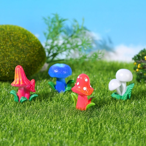 Miniature Resin Colorful Mushroom Ornaments For Fairy Garden Moss Micro Landscape Potted Plant Decor Garden DIY Accessories