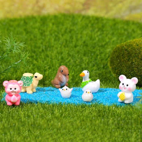 Cute Cartoon Miniature Animal Resin Ornaments Micro Landscape Figurine For Moss Potted Plant Fairy Garden Desktop Decoration